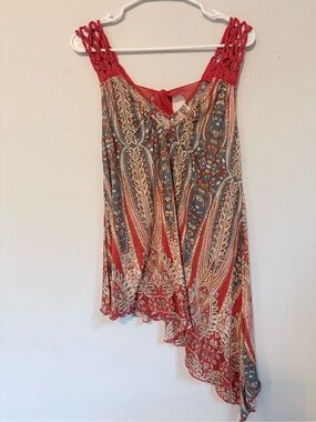 Free People Regal Macrame Asymmetrical Tunic Tank EUC Size XS